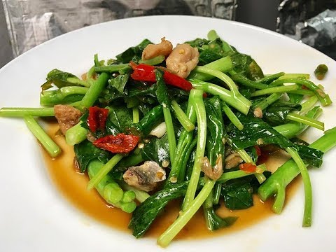 Food recipes Kale fish ยอดคะน้าปลาอินทรีย์